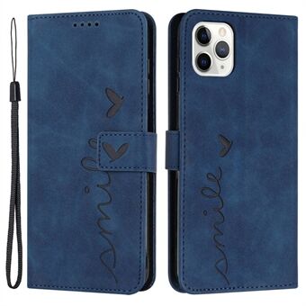 Hartvorm bedrukt hoesje voor iPhone 12/12 Pro 6,1 inch, anti-drop Skin-touch gevoel PU lederen Stand portemonnee telefoon shell met riem