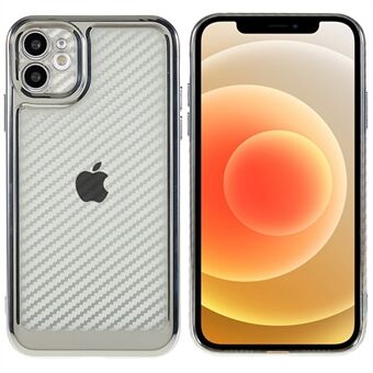 Voor iPhone 12 6.1 inch Galvaniseren Soft TPU Schokbestendig Koolstofvezel Textuur Beschermhoes Shell: