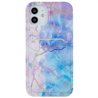 Voor iPhone 12/12 Pro 6.1 inch Fall Proof Marmer Patroon Telefoon Cover TPU Galvaniseren IMD Telefoon Case met Card Slot:
