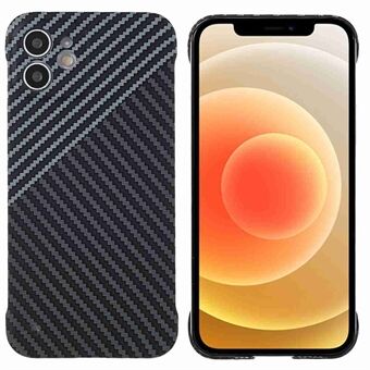 Voor iPhone 12 6.1 inch Splicing Carbon Fiber Textuur Telefoon Case Geen Frame Onvolledige Covering PC Shell