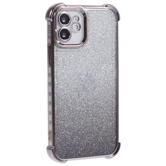 Voor iPhone 12 Hoesje Elektroplating Glitters Zachte TPU Telefoonhoes Zijkant Hart Patroon