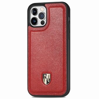 CASENEO Voor iPhone 12/12 Pro 6.1 inch Shockproof Cover Anti- Scratch Telefoon Case Echt Leer + PC Beschermhoes