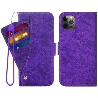 Voor iPhone 12/12 Pro 6.1 inch Water-inkt Schilderen Textuur Stand Wallet Cover PU Leer Roterende Kaartsleuven Drop-proof Telefoon Case