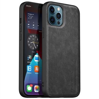 Valpreventie telefoonhoesje voor iPhone 12/12 Pro 6.1 inch, anti-vingerafdruk Retro PU-leer gecoate TPU + pc-telefoonhoes