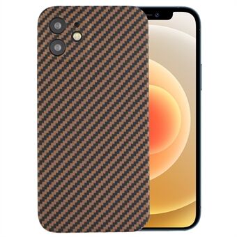 Beschermhoes voor iPhone 12 6.1 inch Fall Proof Precise Cutout Carbon Fiber Texture Aramide Fiber Back Case - Zwart Goud