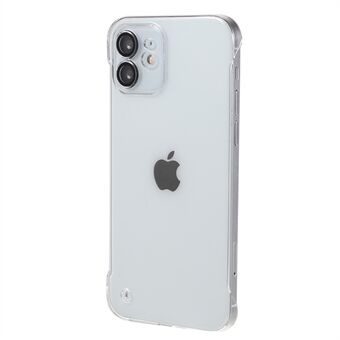 Voor iPhone 12 harde pc-telefoonhoes Frameloze transparante telefoonhoes met glazen lensbeschermer