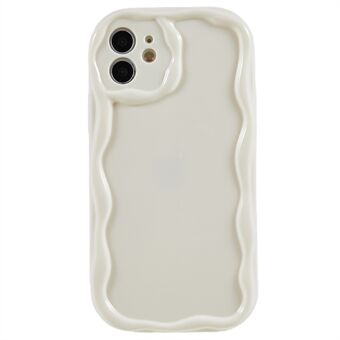 Voor iPhone 12 6.1 inch Creative Wave Design Shockproof Back Cover TPU Phone Case - Wit