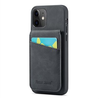 FIERRE SHANN telefoonhoes voor iPhone 12 / 12 Pro 6,1 inch kaartsleuven standaard PU-leer + TPU-hoes