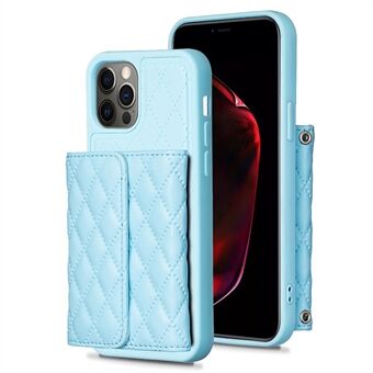 BF23-stijl voor iPhone 12 / 12 Pro kaartsleuven telefoonhoes PU-leer gecoate TPU standaardhoes