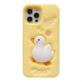 Voor iPhone 12 / 12 Pro siliconen telefoonhoes 3D Cartoon Squeeze Duck patroon mobiele telefoonhoes