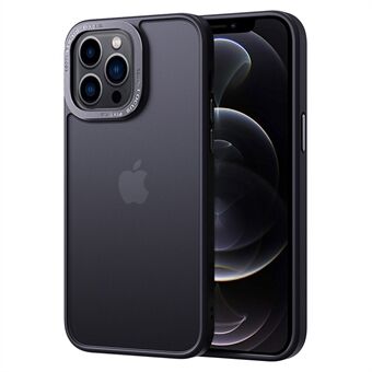 Voor iPhone 12 / 12 Pro Skin-touch doorschijnend mat PC + TPU-hoes Metalen cameraframe Telefoonhoes