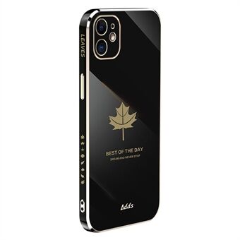 Voor iPhone 12 6,1 inch Maple Leaf Pattern TPU Cover 6D Electroplated Straight Edge Phone Case