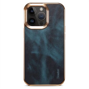 DENIOR Voor iPhone 12 / 12 Pro Wasachtig Geweven Galvaniseren Case Echt Koe Leer + PU Leer + PC Telefoon Cover