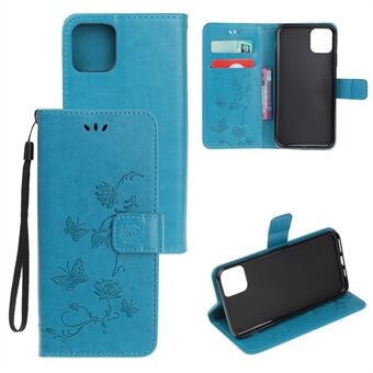 Opdruk Vlinder Bloemen Portemonnee Telefoonhoesje voor iPhone 12 Pro 6.1 inch