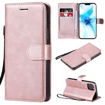 Effen kleur Stand lederen tas met riem voor iPhone 12 Pro 6,1 inch