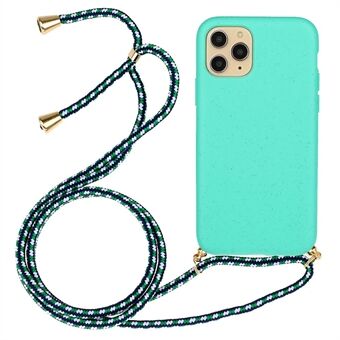 Voor iPhone 12 Pro/12 6.1 inch Natuurlijke Tarwe Stro Zachte TPU Telefoonhoes met Multi-functionele Polsband