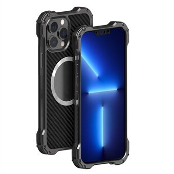 R-JUST RJ-51 Back Hole warmteafvoer Carbon PC + aluminium telefoon Case Ondersteuning Draadloos opladen voor iPhone 12 Pro 6.1 inch