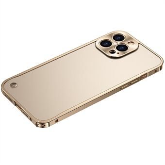 Matte afwerking van gehard glas + metalen transparante telefoonhoes voor iPhone 12 Pro - Goud