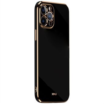XINLI for iPhone 12 Pro 6.1 inch TPU Protective Cover Precise Lens Cutout Phone Back Case with Electroplating Golden Edge