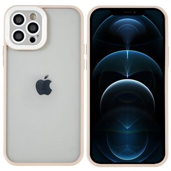 Voor iPhone 12 Pro 6.1-inch Anti-stof Metalen Knoppen Precieze Uitsparing TPU + PC Hybrid Case Glanzend Beschermende Telefoon Cover met Glas Lens Film