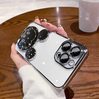 Voor iPhone 12 Pro 6.1 inch Cartoon Muis Verborgen Kickstand Bump Protection Galvaniseren TPU Back Cover met Lens Film