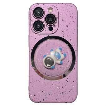 Anti- Scratch pc-hoes voor iPhone 12 Pro 3D roterende astronaut bolle lens telefoonhoes met lensfilm