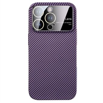 Voor iPhone 12 Pro 6,1 inch beschermhoes koolstofvezel textuur pc-telefoonhoes met glazen lensfilm