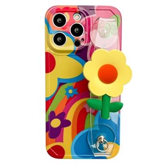 Voor iPhone 12 Pro TPU Telefoonhoesje Patroonbedrukte telefoonhoes met bloemendecor Transparante polsband