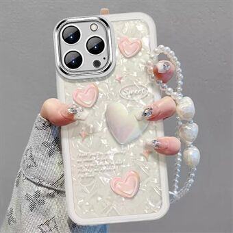 Voor iPhone 12 Pro Heart Decor TPU-telefoonhoes Anti- Scratch mobiele telefoonhoes met draagriem