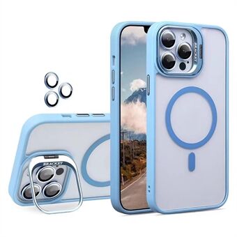 U1 Voor iPhone 12 Pro Hoesje Lens Frame Kickstand TPU+Acryl Telefoonhoes Compatibel met MagSafe