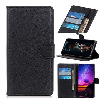 Litchi Texture Wallet Stand Leather Phone Case Magnetisch voor Apple iPhone 12 Pro Max 6.7 inch - Zwart