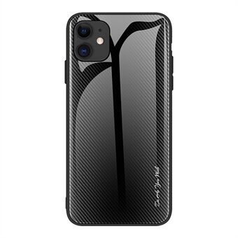 Carbon fiber textuur PC glas achterkant + TPU combo case voor iPhone 12 Pro Max 6,7 inch