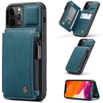 CASEME C20-serie kaartsleuven met rits Portemonnee lederen telefoonhoes voor iPhone 12 Pro Max 6,7 inch