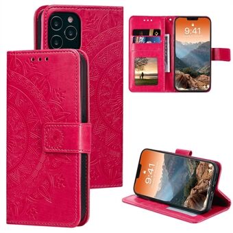 Bedrukte Mandala Flower Wallet Leren Flip Cover met riem voor iPhone 12 Pro Max 6,7 inch