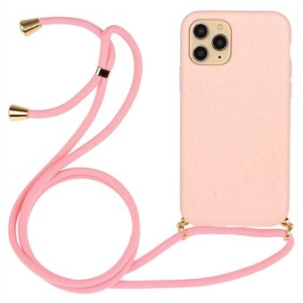 Biologisch afbreekbare telefoonhoes voor iPhone 12 Pro Max 6,7 inch, gemaakt van tarwestro + zachte TPU-cover met multifunctionele band.