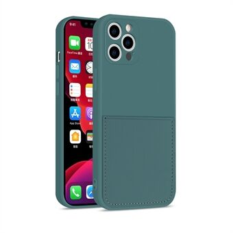 Zachte TPU-telefoonhoes met PU-leren kaartsleuf voor iPhone 12 Pro Max 6.7 "