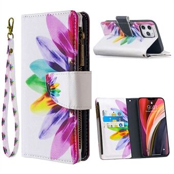 BF03 Patroon Afdrukken Rits Portemonnee Lederen Cover voor iPhone 12 Pro Max 6,7 Inch
