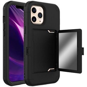 Schokbestendige pc + TPU-beschermhoes met kaarthouder en verborgen spiegel voor iPhone 12 Pro Max