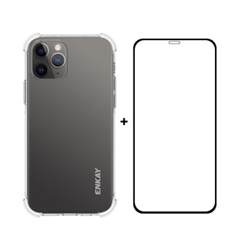 ENKAY schokbestendige transparante TPU-cover met [volledig klevende] volledig dekkende beschermer van gehard glas voor iPhone 12 Pro Max