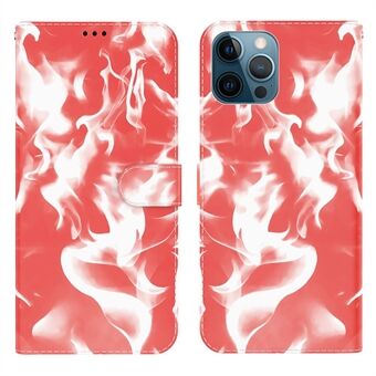 Fog Pattern Printing Stand lederen telefoonhoes voor iPhone 12 Pro Max