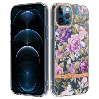 LB5-serie TPU-telefoonhoes voor iPhone 12 Pro Max 6,7 inch, bloemenpatronen IMD IML galvaniserende flexibele TPU-telefoonhoes