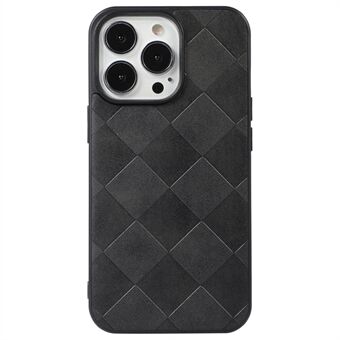 Anti-fall Phone Case for iPhone 12 Pro Max 6.7 inch Phone Protector PU Leather Coated TPU + PC Scratch Resistant Cover with Grid Texture