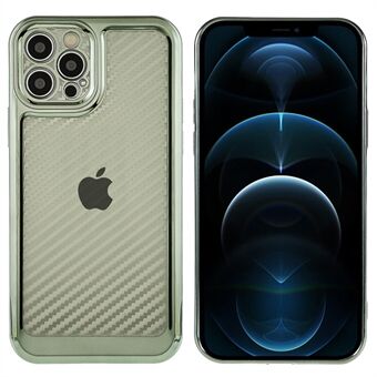 Voor iPhone 12 Pro Max 6.7 inch Licht Slanke TPU Galvaniseren Protector Carbon Fiber Textuur Precieze Uitsparing Telefoon Case: