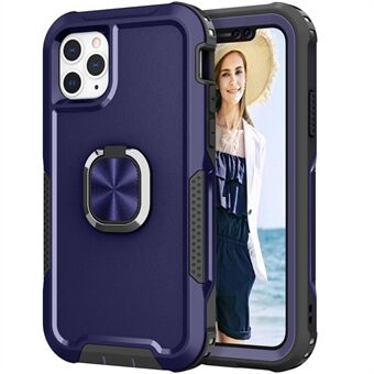 Voor iPhone 12 Pro Max 6.7 inch 3-in-1 PC + Siliconen Telefoon Case Draaibare Ring Kickstand Anti- Scratch Beschermende Telefoon Back Cover