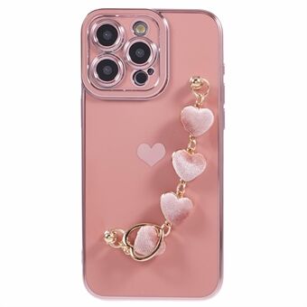 Voor iPhone 12 Pro Max TPU-hoesje met hart handriem, Elektroplating telefoonhoesje.