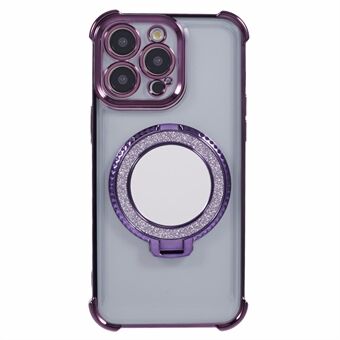 Voor iPhone 12 Pro Max zijwaarts hartpatroon hoesje met kickstand, TPU-telefoonhoesje met spiegel.