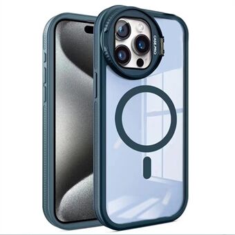 Voor iPhone 12 Pro Max Magnetische Hoes Glas Camera Deksel Standaard TPU+Acryl Telefoonhoes Compatibel met MagSafe