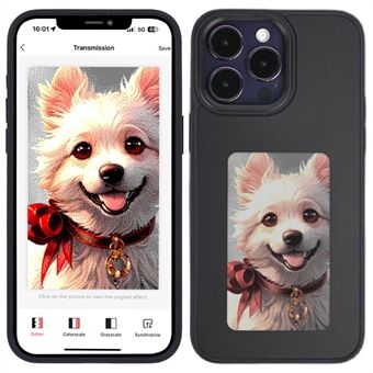 INKZONE voor iPhone 12 Pro Max E Ink Case 4-kleurendisplay DIY Patroon Telefoonhoesje - Zwart