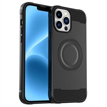 Voor iPhone 12 Pro Max Hoesje met Carbon Fiber Textuur TPU Telefoonhoesje Compatibel met MagSafe