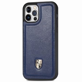 CASENEO anti-val telefoonhoes voor iPhone 12 Pro Max 6,7 inch beschermhoes met echt leer gecoat schokbestendig pc-hoesje